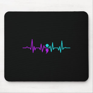 Semicolon Heartbeat Suicide Prevention Awareness Mouse Pad