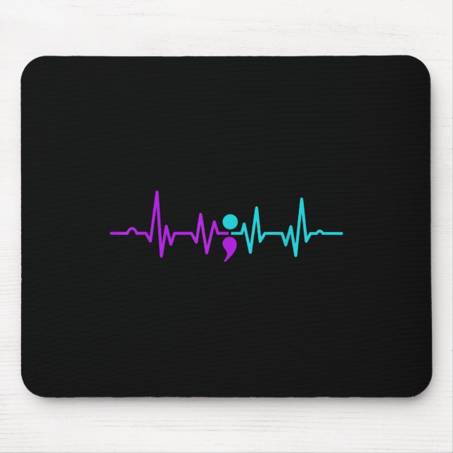 Semicolon Heartbeat Suicide Prevention Awareness  Mouse Pad (Front)