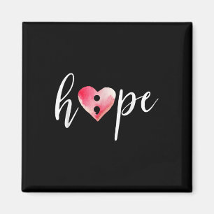 Semicolon Hope Heart Watercolor T Shirt - Suicide Magnet