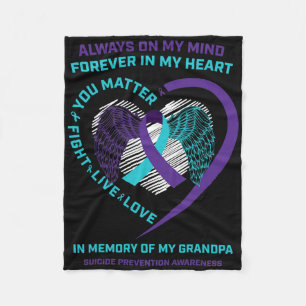 Semicolon In Memory Of Grandpa Suicide Prevention  Fleece Blanket