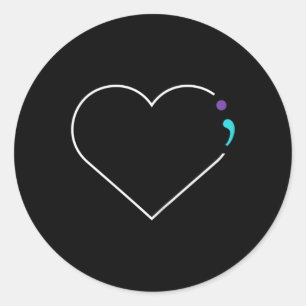 Semicolon Mental Health Awareness  Classic Round Sticker