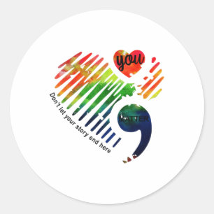Semicolon Mental Health Awareness Month Gifts  Classic Round Sticker