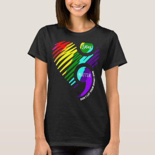 Semicolon Mental Mental Awareness Month 12 Step Re T-Shirt