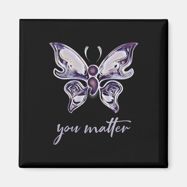 Semicolon Project Depression Awareness Butterfly Y Magnet (Front)