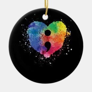 Semicolon Project Mental Health Awareness Ceramic Tree Decoration