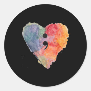 Semicolon Project Mental Health Awareness T Shirt  Classic Round Sticker