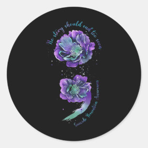 Semicolon Shirt Suicide Prevention Awareness Menta Classic Round Sticker