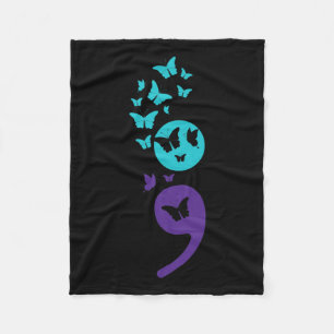 Semicolon Suicide Awareness Mental Health Fleece Blanket