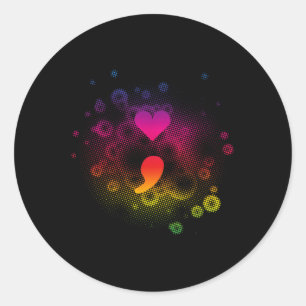 Semicolon Suicide Awareness Mental Illness Classic Round Sticker