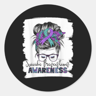 Semicolon Suicide Awareness Messy Hair Bun Brush A Classic Round Sticker