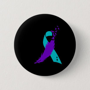 Semicolon Suicide Awareness Ribbon  6 Cm Round Badge