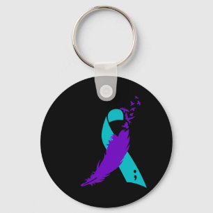 Semicolon Suicide Awareness Ribbon Key Ring