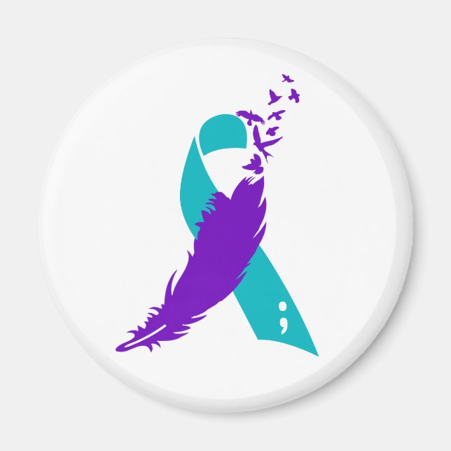 Semicolon Suicide Awareness Ribbon Magnet (Front)