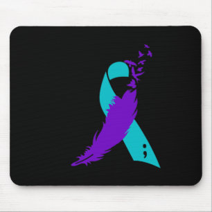 Semicolon Suicide Awareness Ribbon  Mouse Pad