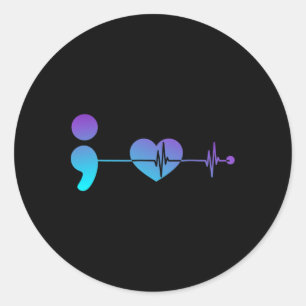 Semicolon Suicide Prevention Awareness Classic Round Sticker