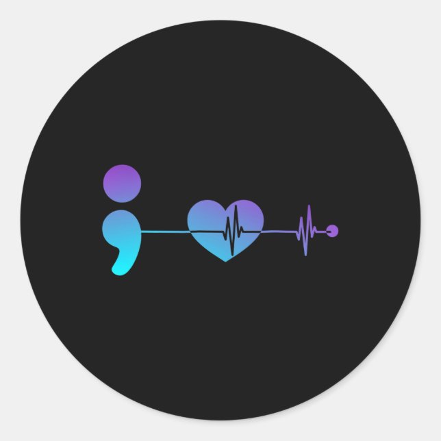 Semicolon Suicide Prevention Awareness  Classic Round Sticker (Front)