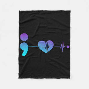 Semicolon Suicide Prevention Awareness  Fleece Blanket