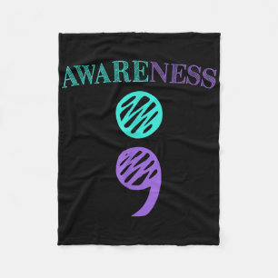 Semicolon Suicide Prevention Awareness  Fleece Blanket