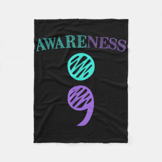 Semicolon Suicide Prevention Awareness  Fleece Blanket