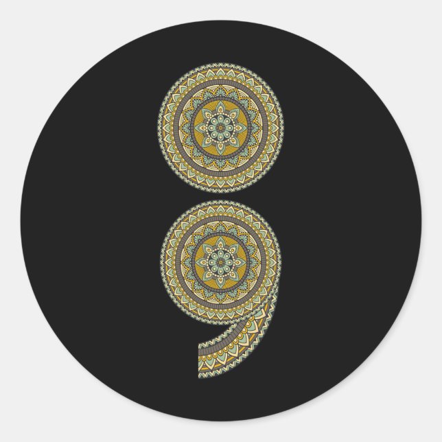 Semicolon Suicide Prevention Awareness Gift  Classic Round Sticker (Front)