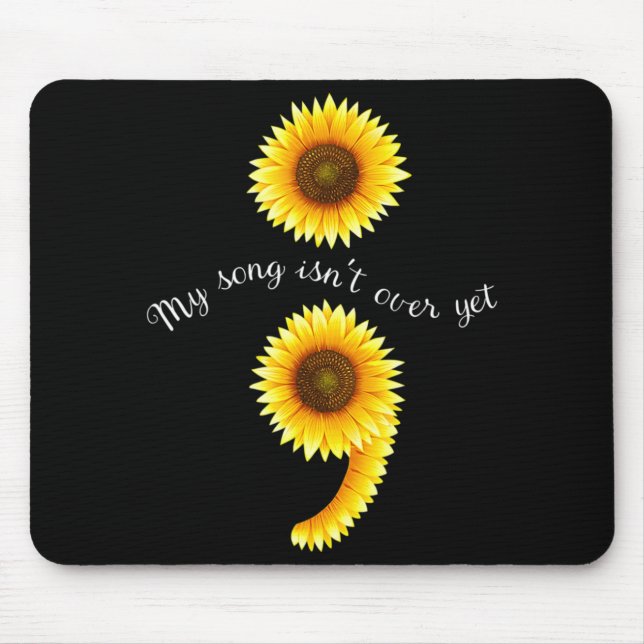 Semicolon Sunflowe Spreading Mental Health Awarene Mouse Pad (Front)