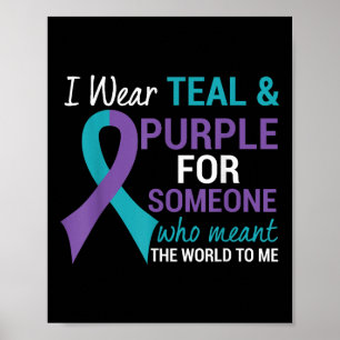Semicolon Teal & Purple Ribbon Suicide Awarene Poster