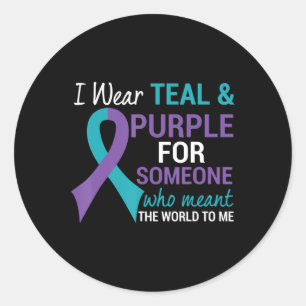 Semicolon Teal and Purple Ribbon Suicide Awareness Classic Round Sticker