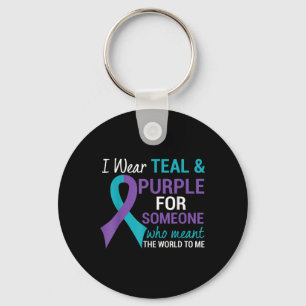Semicolon Teal And Purple Ribbon Suicide Awareness Key Ring