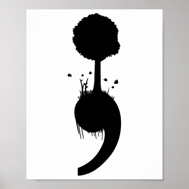 Semicolon Tree Suicide Depression Prevention  Poster (Front)