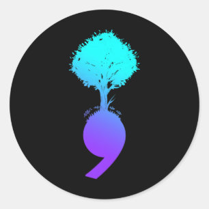 Semicolon Tree Suicide Prevention Awareness  Classic Round Sticker