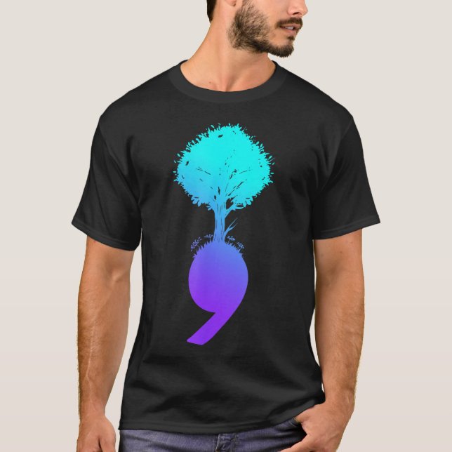 Semicolon Tree Suicide Prevention Awareness  T-Shirt (Front)