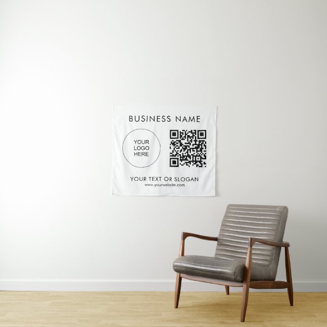 Seminar Party Event QR Code Logo Text Backdrop Tapestry (In Situ (Horizontal))