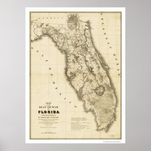 Seminole War Florida Map 1839 Poster