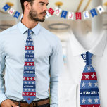 Semiquincentennial 1776 2026 Blue Celebration Tie<br><div class="desc">America's 250th 4th Of July Semiquincentennial anniversary celebration featuring large stars on wide stripes in red and blue with the dates 1776 2026 printed on the navy blue stripe.</div>
