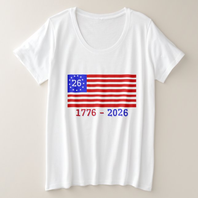 SEMIQUINCENTENNIAL: 1776 - 2026 PLUS SIZE T-Shirt (Design Front)