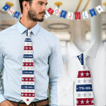Semiquincentennial 1776 2026 White Celebration Tie<br><div class="desc">America's 250th 4th Of July Semiquincentennial anniversary celebration featuring large stars on wide stripes in white,  red and blue with the dates 1776 2026 printed on the navy blue stripe.</div>