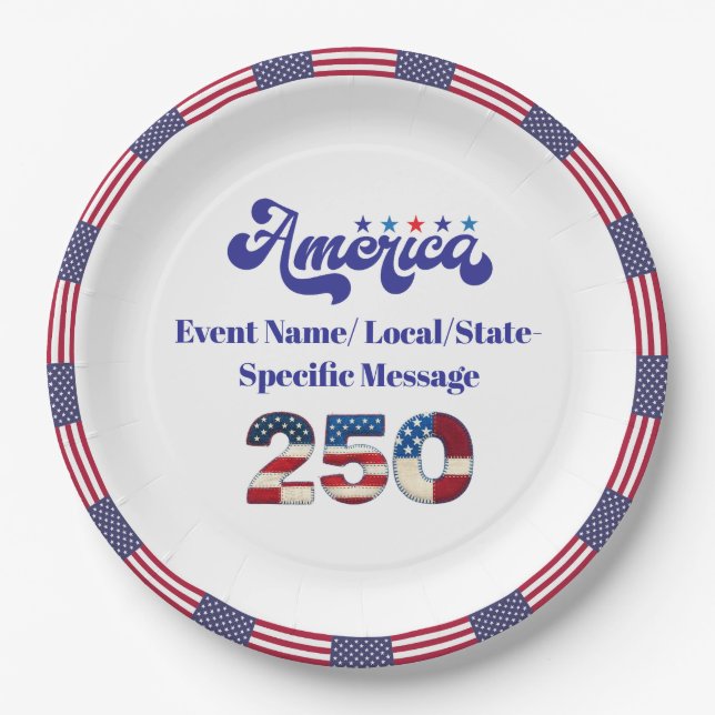 Semiquincentennial 4th of July Celebration Paper Plate (Front)