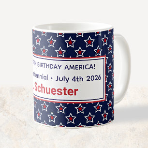 Semiquincentennial Red White Stars Teacher's Coffee Mug