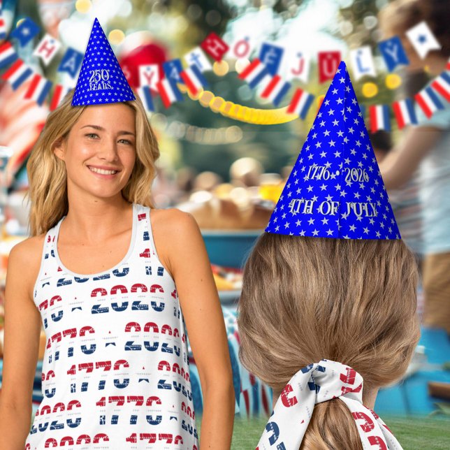 Semiquincentennial Star Spangled Silver Blue  Party Hat (Creator Uploaded)