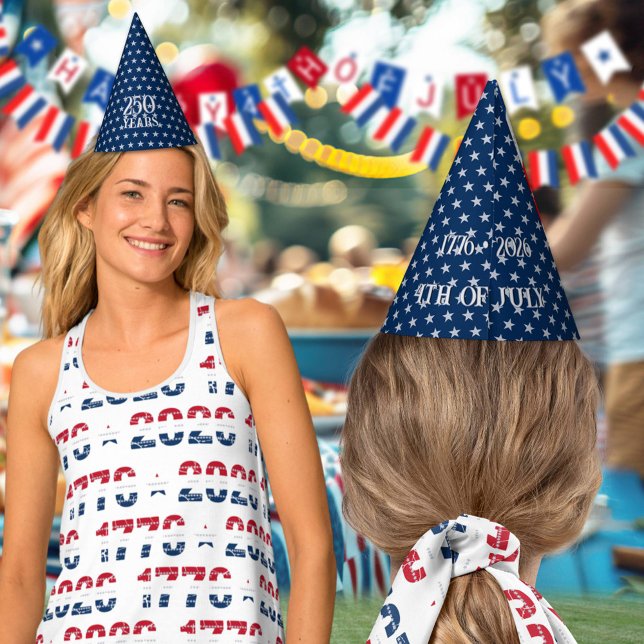 Semiquincentennial Star Spangled Silver Navy Blue  Party Hat (Creator Uploaded)