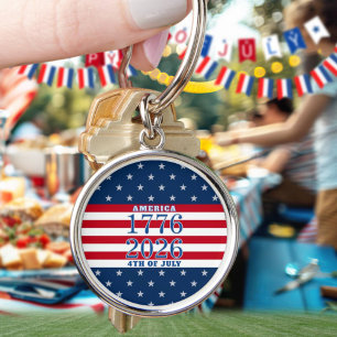 Semiquincentennial Stars Stripes America 1776 2026 Key Ring