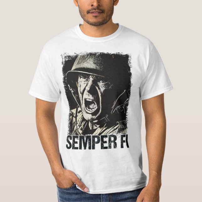 ✪ SEMPER FI ✪ Always Faithful Veteran Soldier T-Shirt (Front)