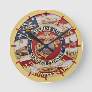 Semper Fidelis Round Clock