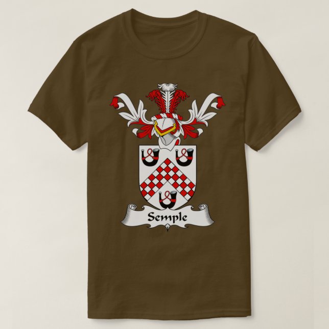 Semple Coat of Arms Family Crest  T-Shirt (Design Front)