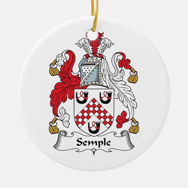 Semple Family Crest Ceramic Tree Decoration (Front)