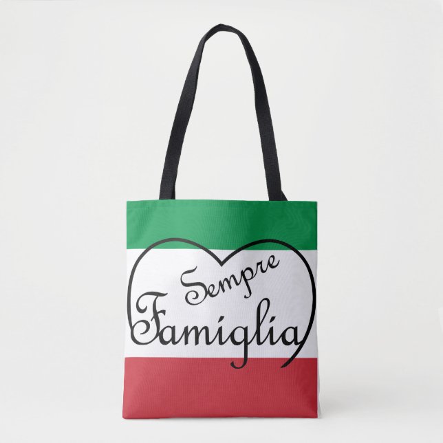 Sempre Famiglia and Italian flag colors tote Bag (Front)