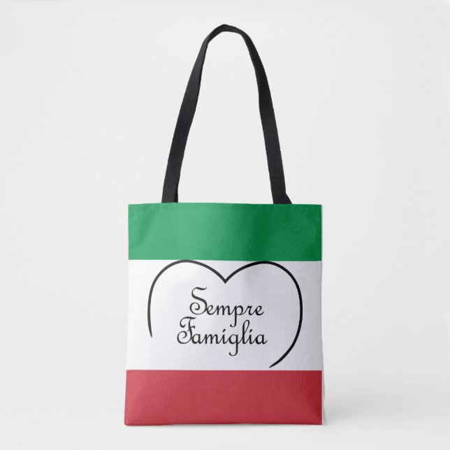 Sempre Famiglia and Italian flag colours tote Bag (Front)