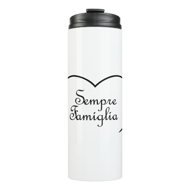 Sempre Famiglia Italian 'Always Family' Heart Thermal Tumbler (Front)