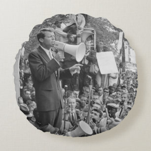 Sen. Robert Kennedy Campaigning for US President   Round Cushion
