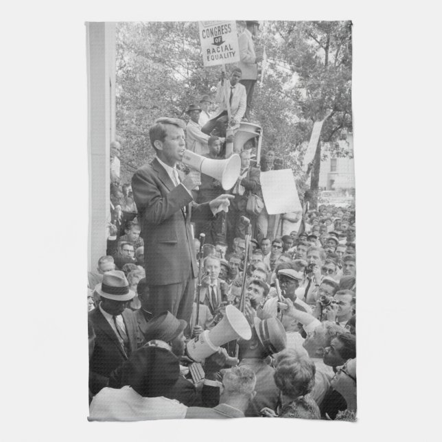 Sen. Robert Kennedy Campaigning for US President   Tea Towel (Vertical)